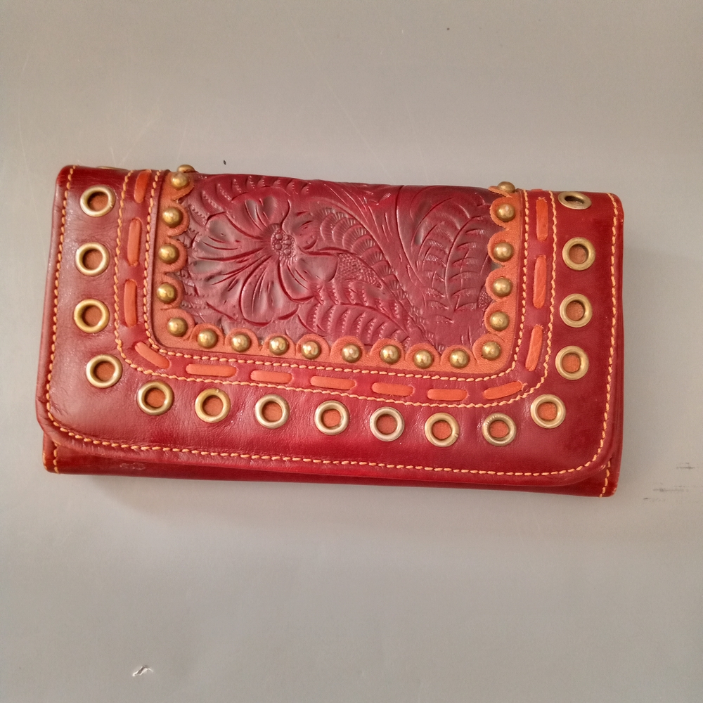 American West Trifold Wallet Western Bling Brownish Red